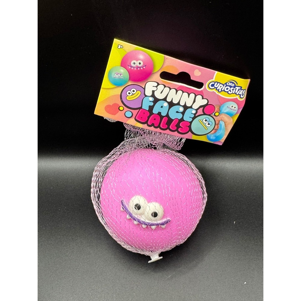 Orb Curiosities Funny Face Ball Pink Squishy Stress Toy Monster Fidget 42639